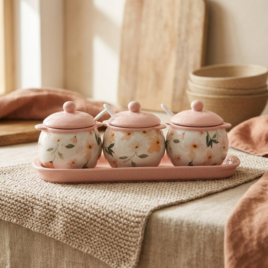 Porcelain Spice Jar Set - 4 Pcs